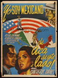 8d084 YO SOY MEXICANO DE ACA DE ESTE LADO Mexican poster '52 sexy Rosa Carmina & map!