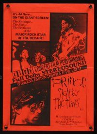 8d907 SIGN 'O' THE TIMES New Zealand daybill '87 rock and roll concert, image of Prince w/guitar!