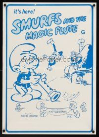 8d918 SMURFS & THE MAGIC FLUTE New Zealand daybill '83 feature cartoon, great Peyo art!