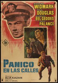 8d030 PANIC IN THE STREETS Spanish R66 Widmark, Jack Palance with gun in Elia Kazan film noir!