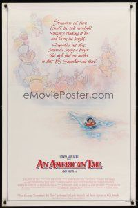 8e034 AMERICAN TAIL style B 1sh '86 Steven Spielberg, Don Bluth, art of Fievel the mouse by Drew!