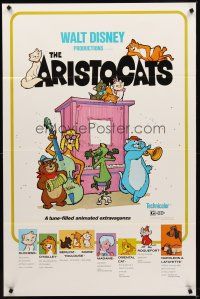 8e039 ARISTOCATS 1sh R80 Walt Disney feline jazz musical cartoon, great art of dancing cats!