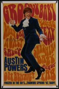 8e045 AUSTIN POWERS: INT'L MAN OF MYSTERY teaser 1sh '97 Mike Myers is frozen in the 60s!