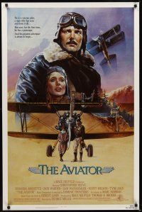 8e046 AVIATOR 1sh '85 art of airplane pilot Christopher Reeve & Rosanna Arquette by Manchess!