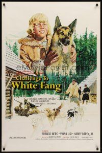 8e121 CHALLENGE TO WHITE FANG 1sh '75 Lucio Fulci, cool art of German Shepherd & sled dogs!