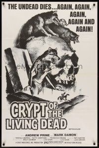 8e156 CRYPT OF THE LIVING DEAD 1sh '73 cool Smith horror art, the undead dies again and again!