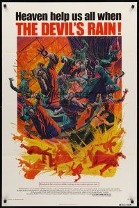 8e180 DEVIL'S RAIN 1sh '75 Ernest Borgnine, William Shatner, Anton Lavey, cool Mort Kunstler art!