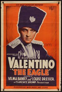 8e210 EAGLE 1sh R1939 great stone litho of Ruldolph Valentino as Cossack & masked avenger!