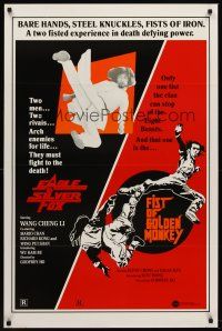 8e211 EAGLE VS. SILVER FOX/FIST OF GOLDEN MONKEY 1sh '83 martial arts action double bill!