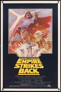 8e221 EMPIRE STRIKES BACK 1sh R81 George Lucas sci-fi classic, cool artwork by Tom Jung!