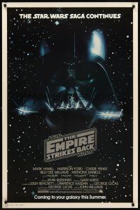 8e223 EMPIRE STRIKES BACK advance 1sh '80 George Lucas classic, cool image of Darth Vader head!