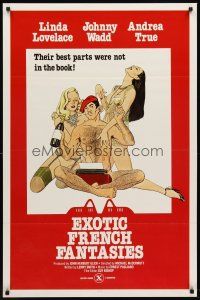 8e236 EXOTIC FRENCH FANTASIES 1sh '74 Linda Lovelace & John Holmes as Johnny Wadd!