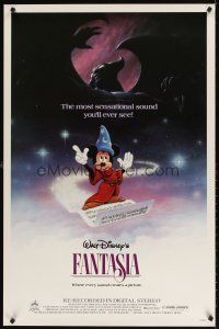 8e240 FANTASIA 1sh R85 great image of Mickey Mouse, Disney musical cartoon classic!