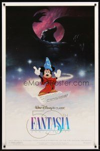 8e241 FANTASIA DS 1sh R90 great image of Mickey Mouse & others, Disney musical cartoon classic!