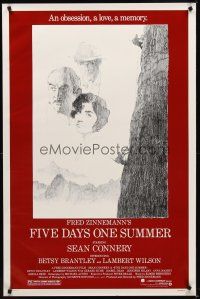 8e259 FIVE DAYS ONE SUMMER 1sh '82 Sean Connery, Zinnemann, cool mountain climbing artwork!