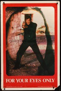 8e266 FOR YOUR EYES ONLY commercial poster '81 different full-length image of Roger Moore as 007!