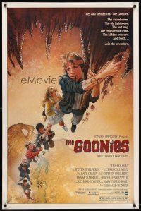 8e299 GOONIES 1sh '85 Josh Brolin, teen adventure classic, Drew Struzan art!