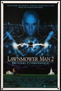 8e412 LAWNMOWER MAN 2 DS 1sh '96 sci-fi sequel, cool design, Beyond Cyberspace!