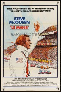 8e415 LE MANS 1sh '71 best close up of race car driver Steve McQueen waving at fans!