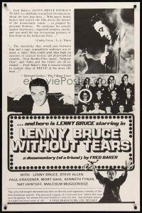 8e417 LENNY BRUCE WITHOUT TEARS 1sh '75 documentary of ingenious comedy of great American satirist!
