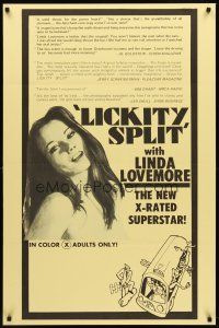 8e423 LICKITY SPLIT 1sh '74 directed by Carter Stevens, sexy Linda Lovemore!