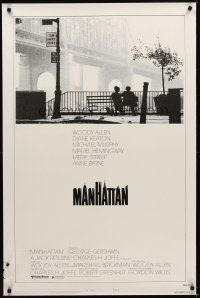 8e467 MANHATTAN style B 1sh R80s classic image of Woody Allen & Diane Keaton by bridge!