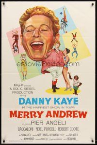 8e487 MERRY ANDREW 1sh '58 art of laughing Danny Kaye, Pier Angeli & chimp!