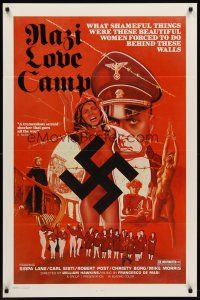 8e519 NAZI LOVE CAMP 1sh '77 classic bad taste image of tortured girls & swastika!