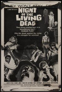 8e523 NIGHT OF THE LIVING DEAD Kilian foil style A 1sh R93 George Romero zombie classic!