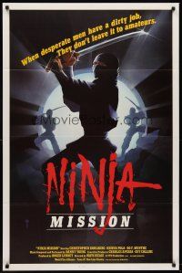 8e527 NINJA MISSION 1sh '84 Mats Helge, ninja art, desperate men with a dirty job!