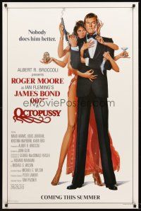 8e534 OCTOPUSSY style B advance 1sh '83 art of Roger Moore as James Bond by Daniel Goozee!
