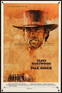 8e554 PALE RIDER 1sh '85 great artwork of cowboy Clint Eastwood by C. Michael Dudash!