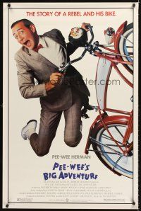 8e558 PEE-WEE'S BIG ADVENTURE 1sh '85 Tim Burton, best image of Paul Reubens & his beloved bike!
