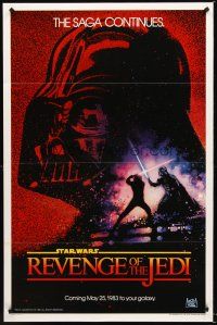 8e612 RETURN OF THE JEDI dated teaser 1sh '83 Lucas classic, Struzan art, Revenge of the Jedi!
