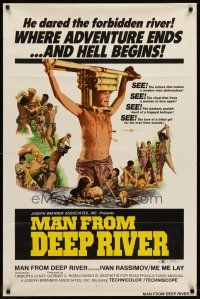 8e642 SACRIFICE white style 1sh '73 Umberto Lenzi directed cannibalism horror, Man from Deep River!