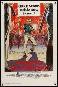 8e684 SLAUGHTER IN SAN FRANCISCO 1sh '81 Wei Lo, awesome artwork of surrounded Chuck Norris!