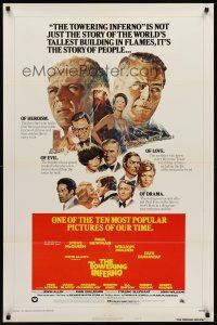 8e765 TOWERING INFERNO style B 1sh R76 completely different art of Steve McQueen, Paul Newman!