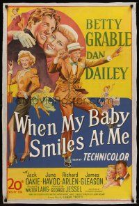 8e808 WHEN MY BABY SMILES AT ME ricepaper backed 1sh '48 stone litho of Betty Grable & Dan Dailey!