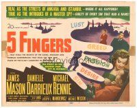 8f168 5 FINGERS TC '52 James Mason, Danielle Darrieux, true story of the most fabulous spy!