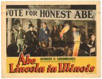 8f297 ABE LINCOLN IN ILLINOIS LC '40 Raymond Massey campaigns for president by bonfire outdoors!