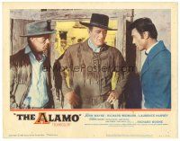 8f308 ALAMO LC #1 '60 close up of John Wayne between Laurence Harvey & Richard Widmark!