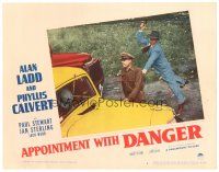 8f326 APPOINTMENT WITH DANGER LC #4 '51 Alan Ladd in mid-air about to pistol-whip guy from behind!