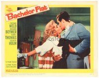 8f336 BACHELOR FLAT LC #1 '62 sexy Tuesday Weld kisses Richard Beymer holding cute puppy!