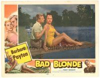 8f342 BAD BLONDE LC #2 '53 boxer Tony Wright sits with sexy Barbara Payton on diving board!