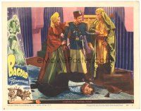 8f344 BAGDAD LC #8 '50 turbaned Maureen O'Hara rescues bound Paul Christian from death!