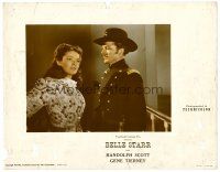 8f355 BELLE STARR lobby card '41 cavalry officer Dana Andrews stares at pretty Gene Tierney!