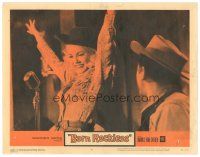 8f382 BORN RECKLESS LC #1 '59 c/u of sexy smiling rodeo cowgirl Mamie Van Doren at microphone!