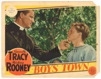 8f390 BOYS TOWN LC '38 Spencer Tracy as Father Flannagan tells Mickey Rooney as Whitey to chin up!