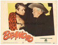 8f392 BRANDED LC #5 '50 c/u of Charles Bickford glaring at wounded cowboy Alan Ladd!