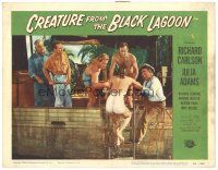 8f274 CREATURE FROM THE BLACK LAGOON LC #2 '54 sexy Julia Adams in swimsuit helped into boat!